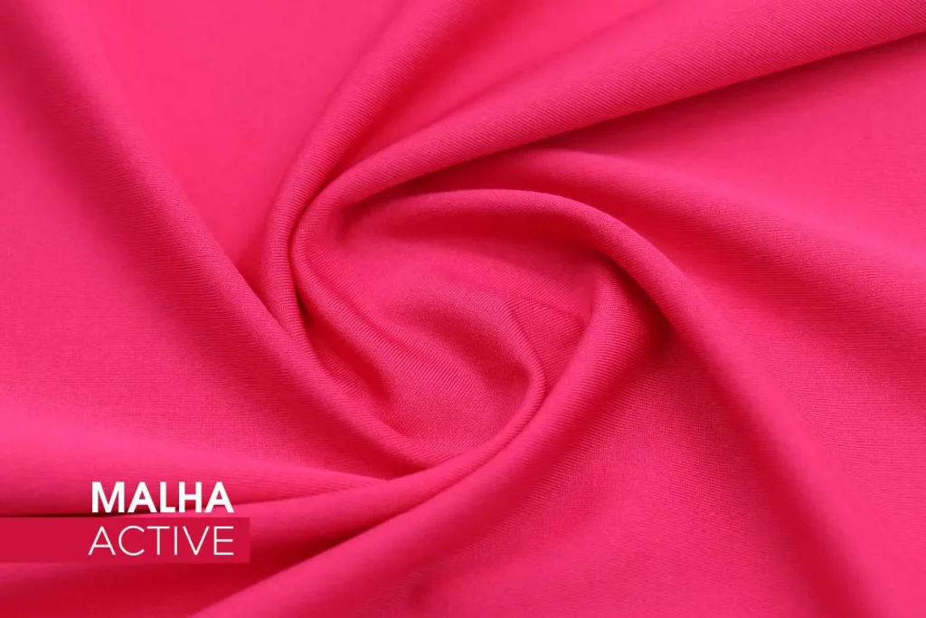 Tecido Malha Active em tom rosa pink, com elasticidade e toque suave, ideal para moda fitness e esportiva