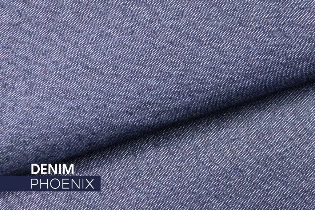 Tecido Denim Phoenix azul escuro com textura encorpada, indicado para uniformes de alta resistência