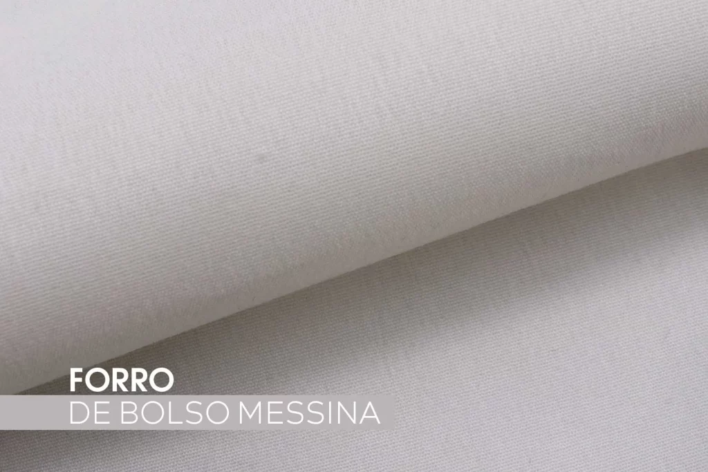 Tecido Forro de Bolso Messina branco, com acabamento liso e leve, ideal para uso interno em uniformes