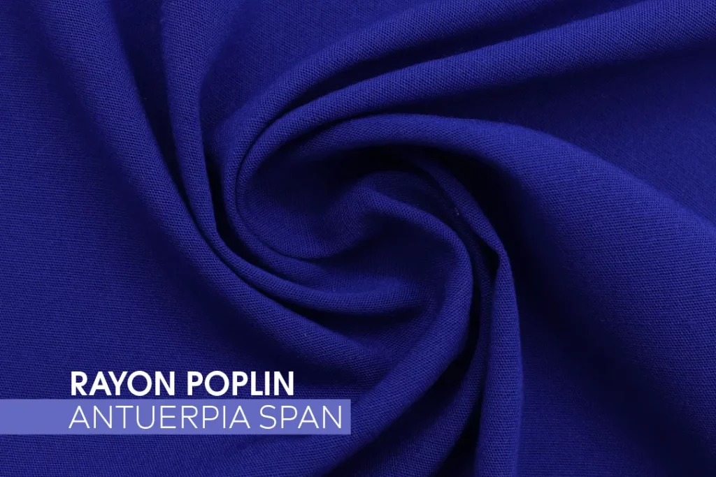 Tecido Rayon Poplin Antuerpia Span azul royal, com caimento leve e elasticidade suave