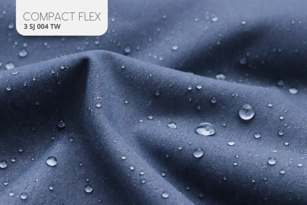 Compact Flex Detalhe do tecido Compact Flex com superfície compacta e resistência à umidade